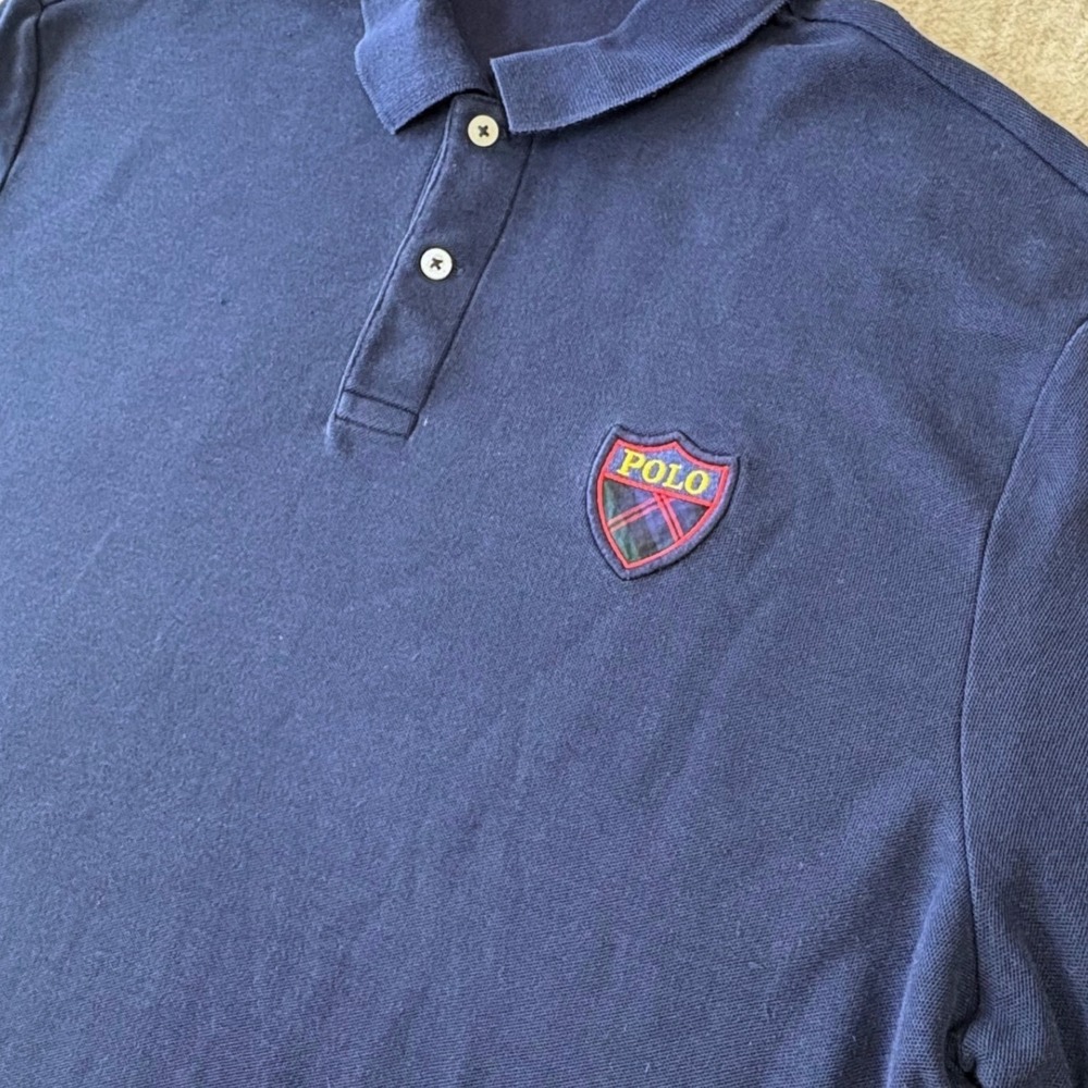 Polo Golf Ralph Lauren Polo Shirt Mens XL Navy Crest Patch Pima Cotton Pro Fit